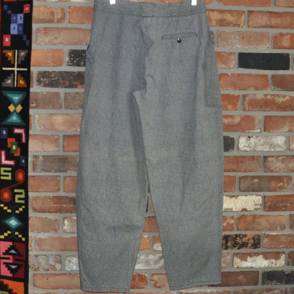 Vintage 80s Le Chateau Grey Calico Yellow Floral Oversized Barrel Pants 34 - Picture 7 of 9